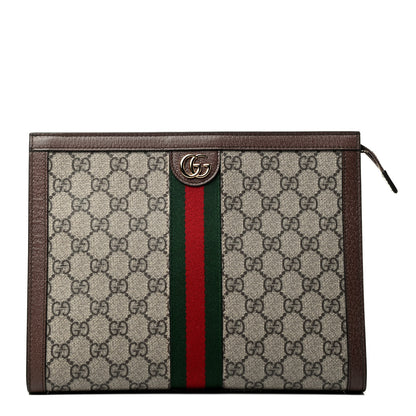Gucci GG Supreme Monogram Web Ophidia Pouch Brown 1 of 4