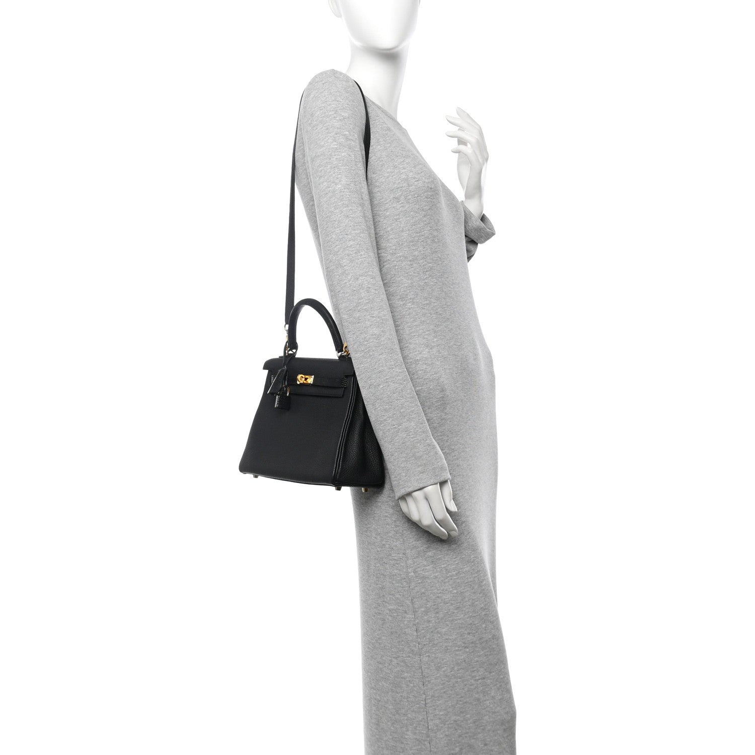 Hermes Togo Lizard Kelly Retourne Touch 25 Black Black 2 of 11