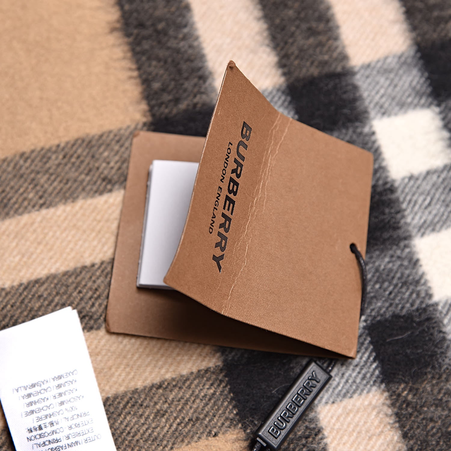Burberry Cashmere Giant Check Fringe Scarf Archive Beige 5 of 5