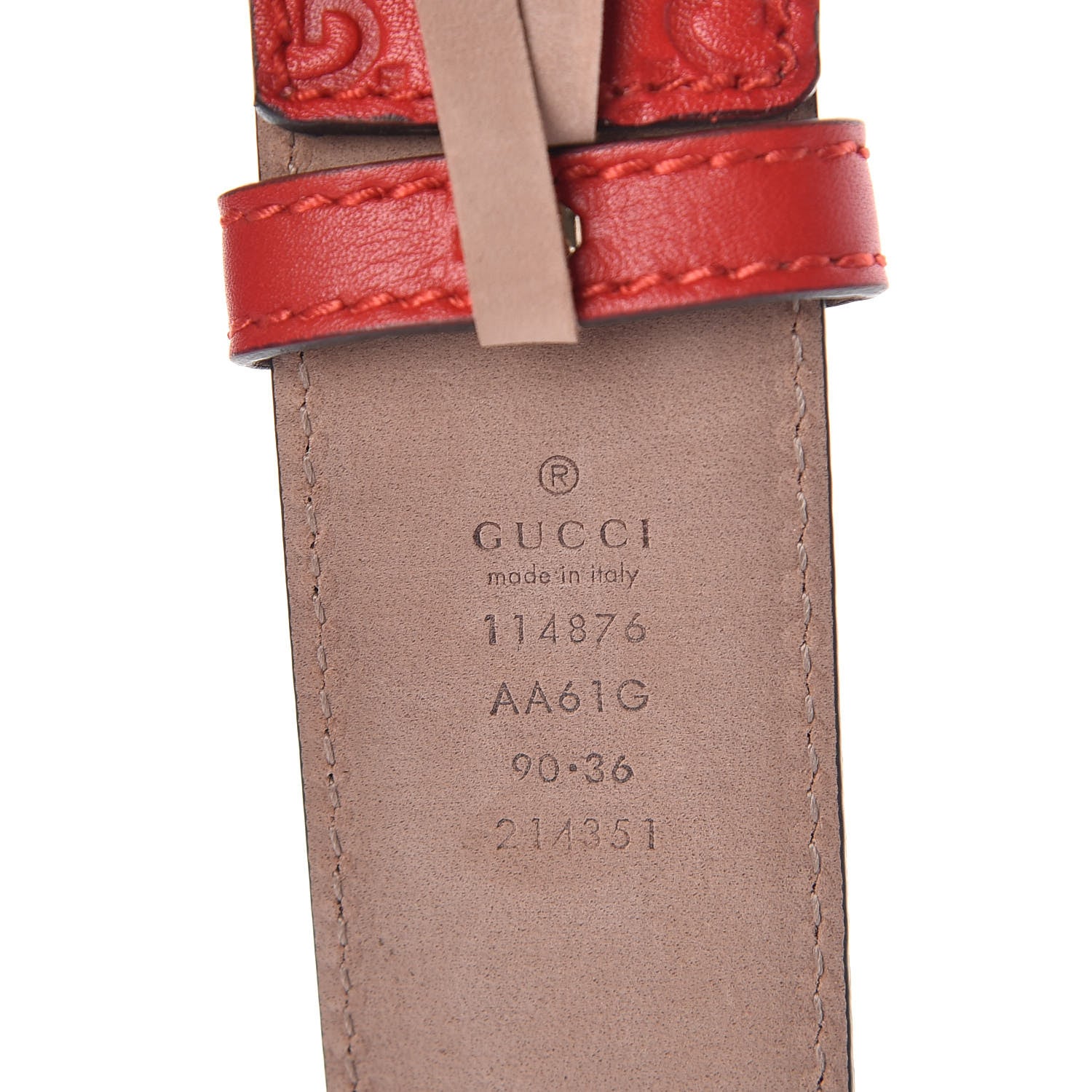 Gucci Guccissima Signature Interlocking G 40mm Belt 90 36 Red 4 of 7