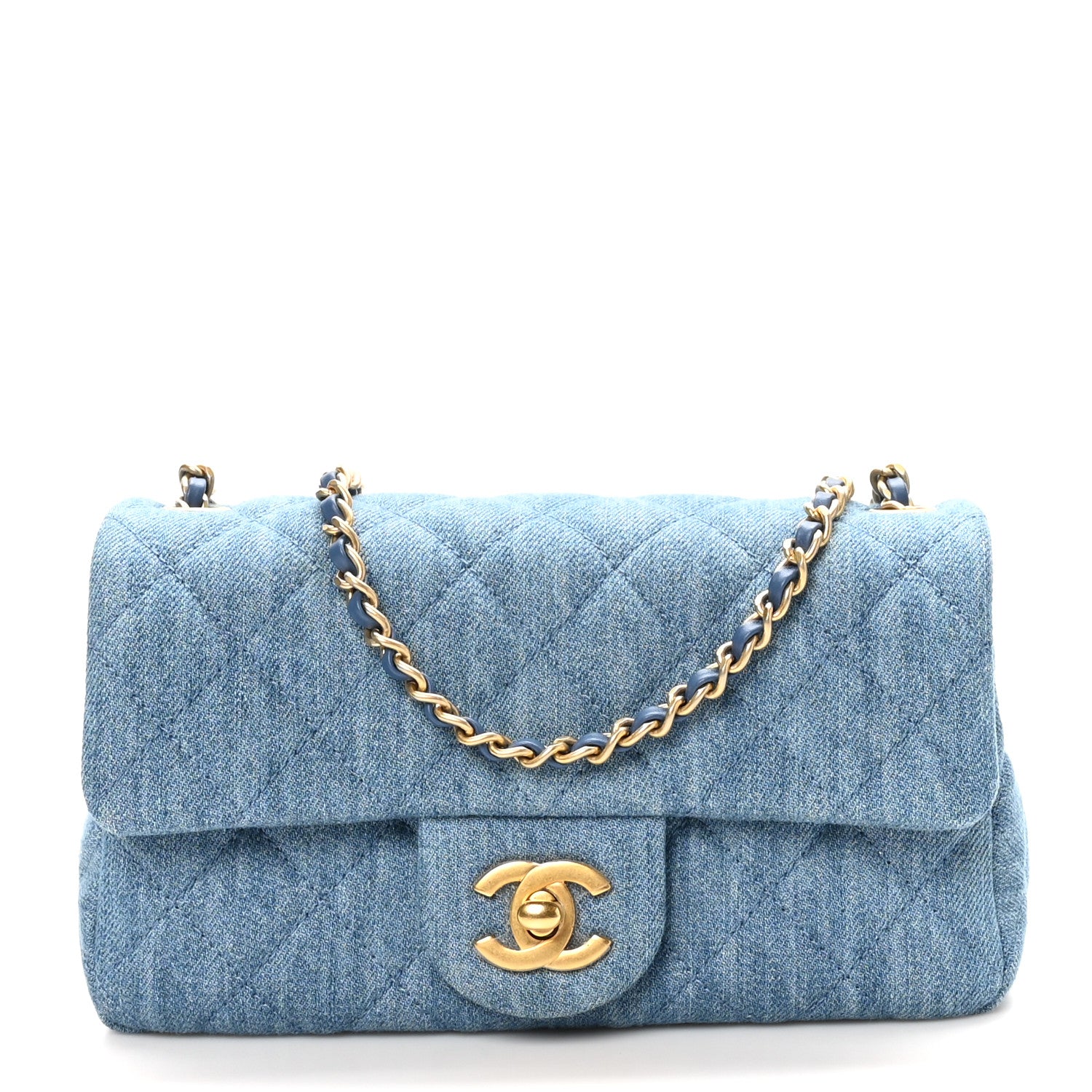 Chanel Denim Quilted Mini Pearl Crush Rectangular Flap Blue 1 of 11