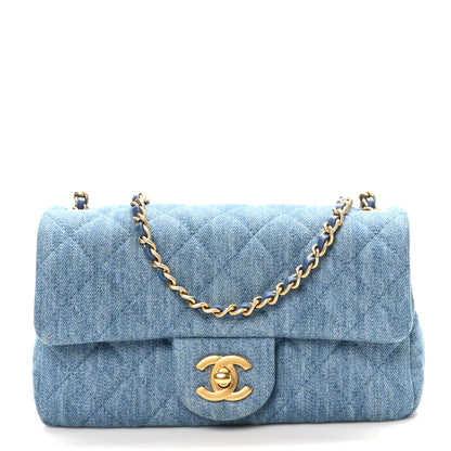 Chanel Denim Quilted Mini Pearl Crush Rectangular Flap Blue 1 of 11