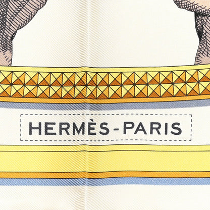 Hermes Silk Grand Apparat Forever Scarf 90 Creme Gold Multicolore 2 of 6