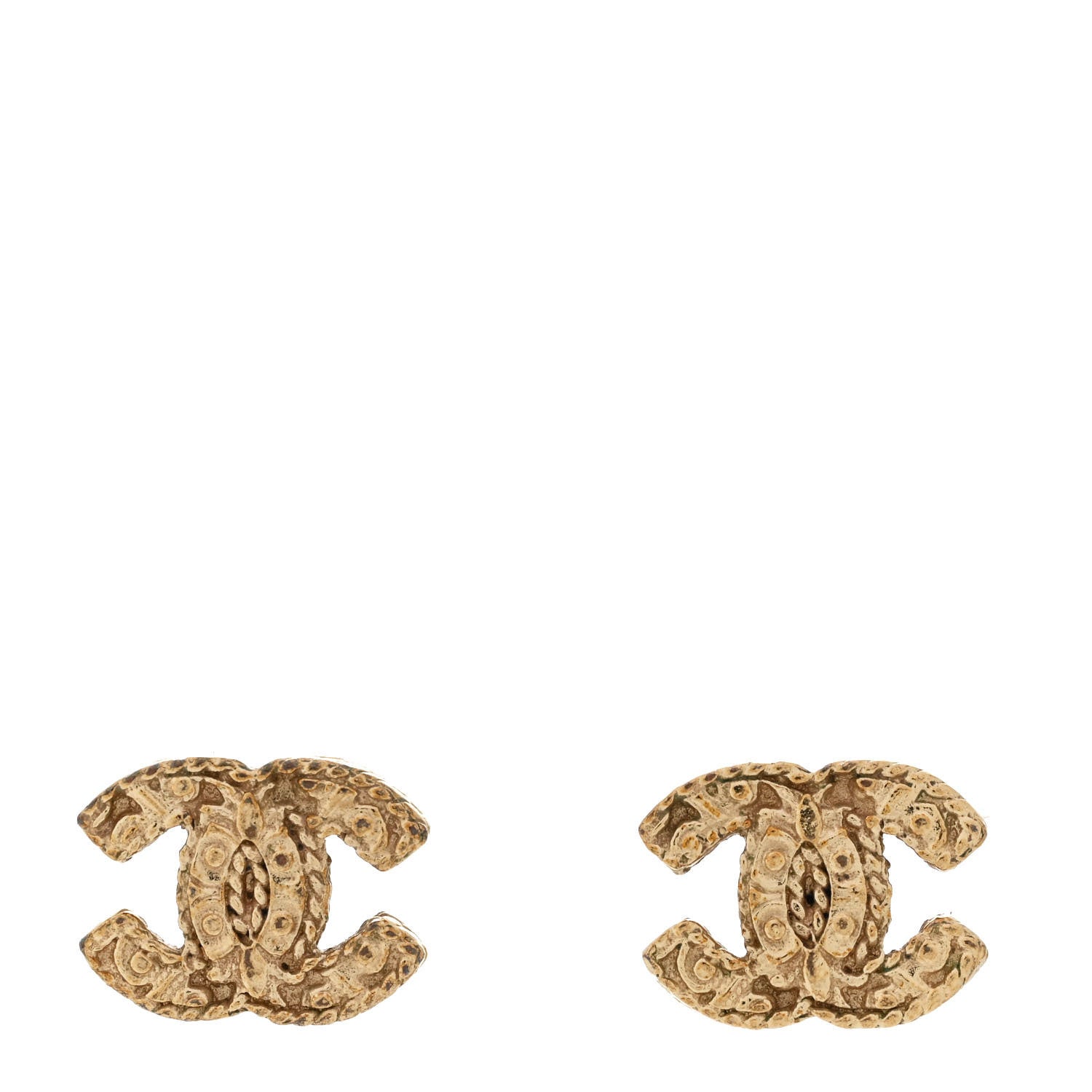 Chanel Textured CC Earrings Gold 1 of 4