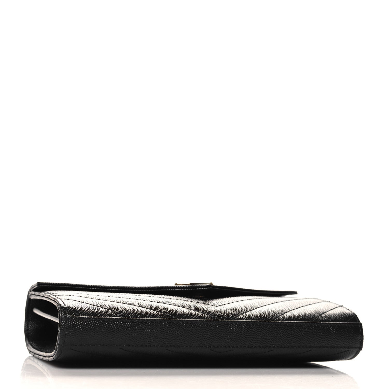 Saint Laurent Grain De Poudre Matelasse Chevron Monogram Chain Wallet Black 4 of 11