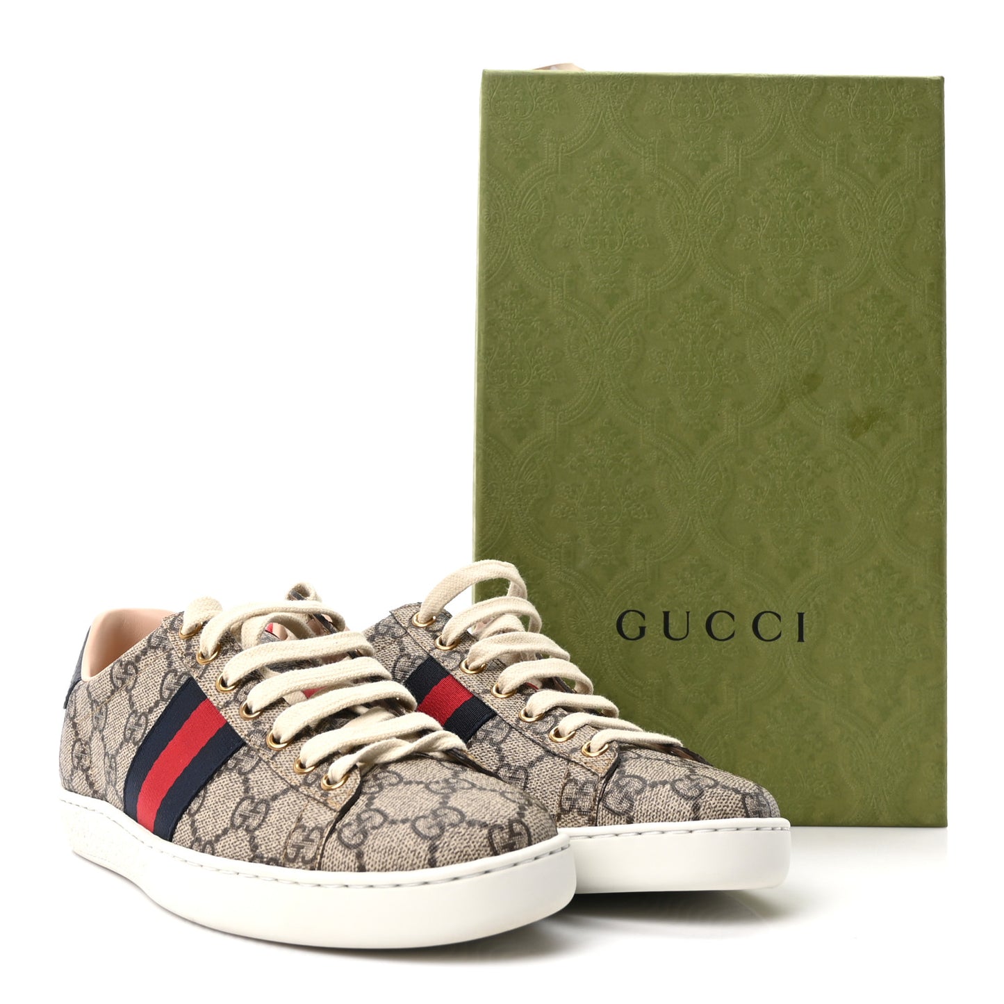 GG Supreme Monogram Womens Ace Low-Top Sneaker 37 Beige
