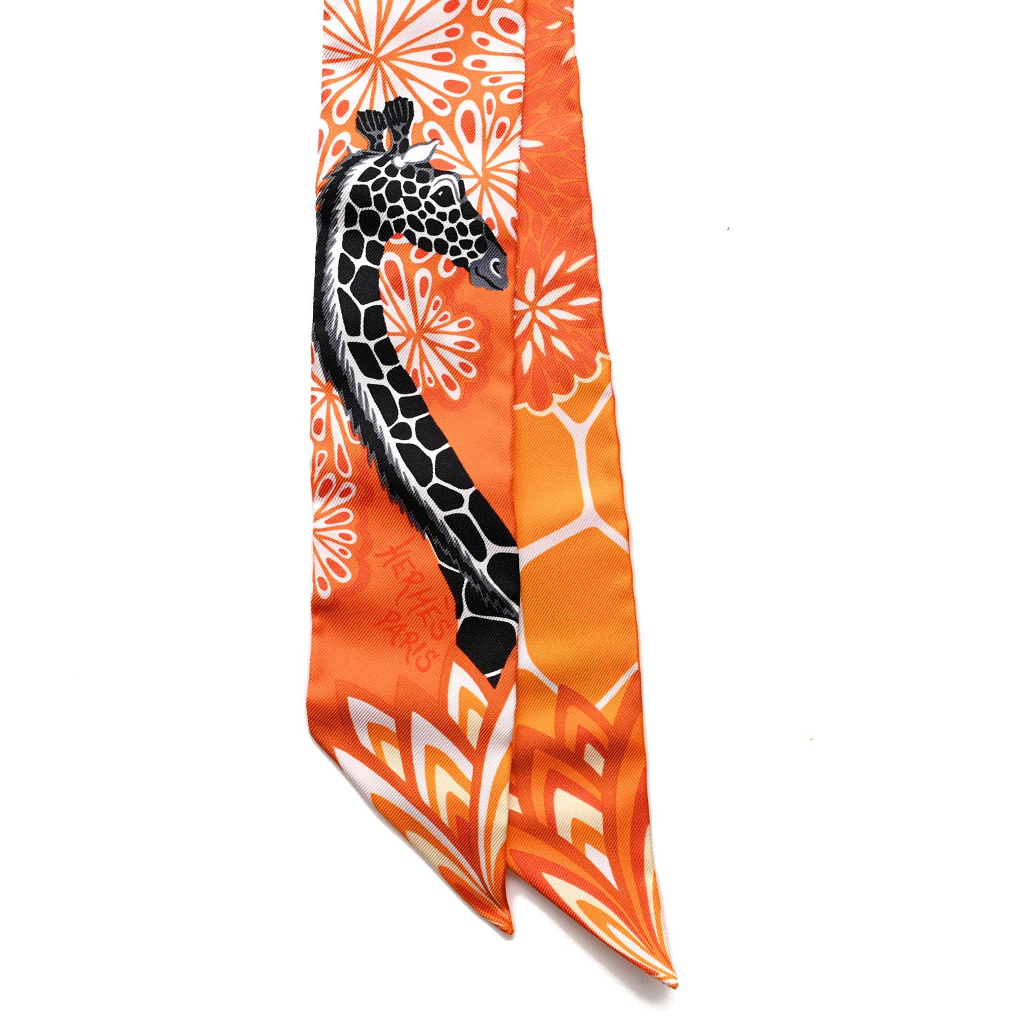 Hermes Silk The Three Graces Twilly Orange Mangue Anthracite 4 of 4