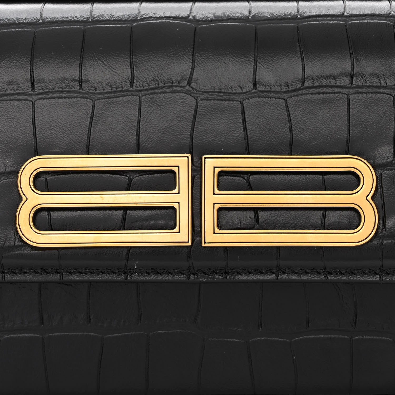 Balenciaga Extra Supple Calfskin Crocodile Embossed Small Gossip Bag Black 7 of 9