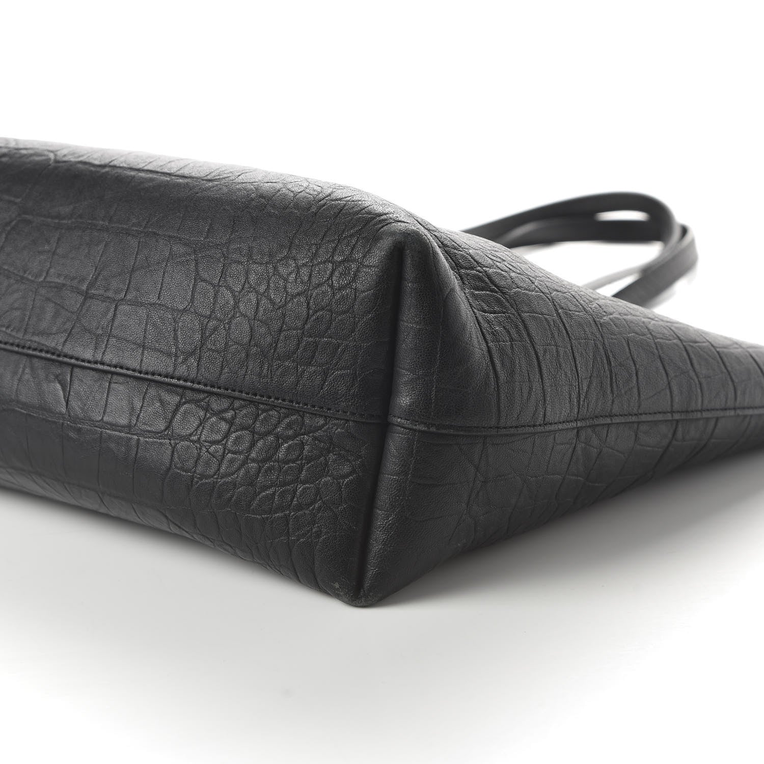Saint Laurent Calfskin Crocodile Embossed Large Shopper Tote Black 7 of 9