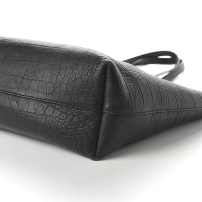 Saint Laurent Calfskin Crocodile Embossed Large Shopper Tote Black 7 of 9