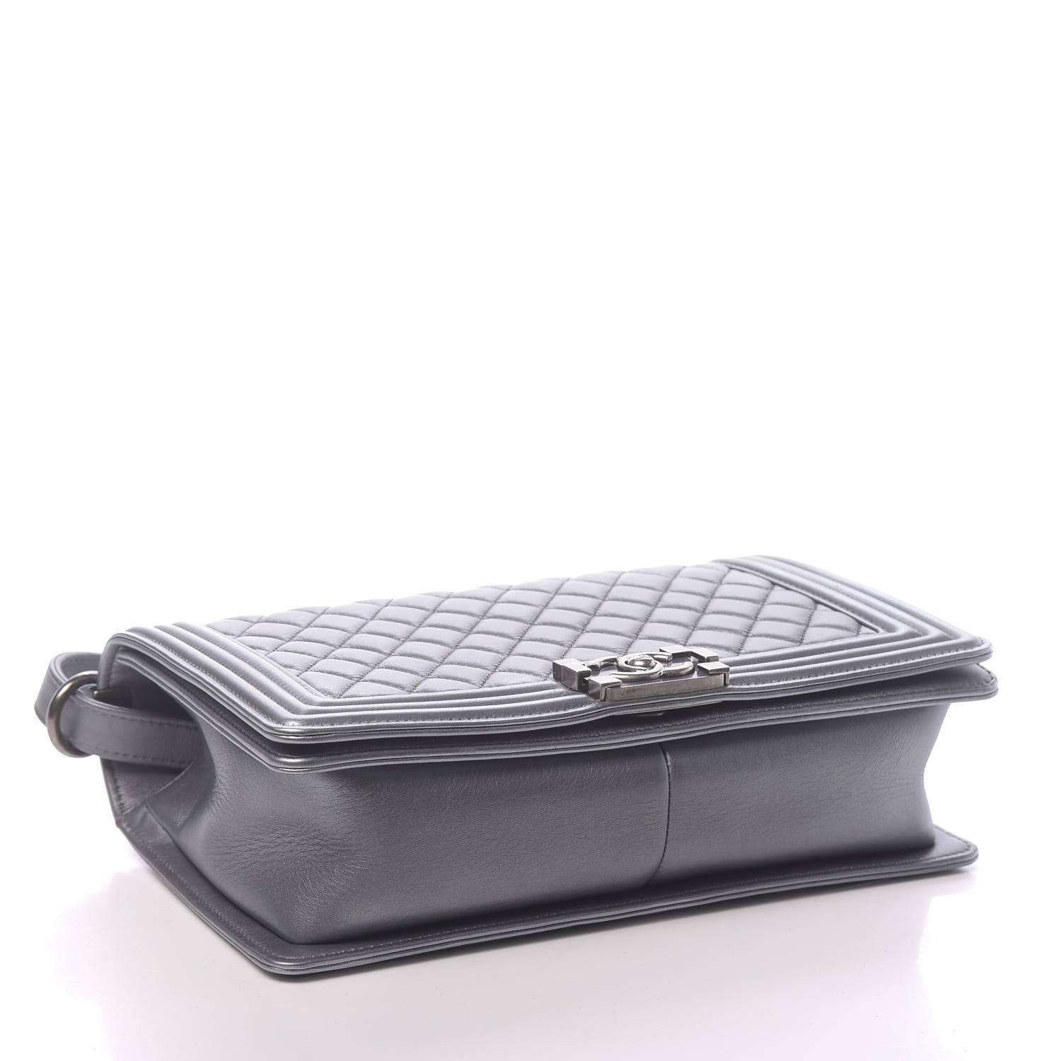 Chanel Metallic Calfskin Quilted New Medium Boy Flap Dark Silver 4 of 13