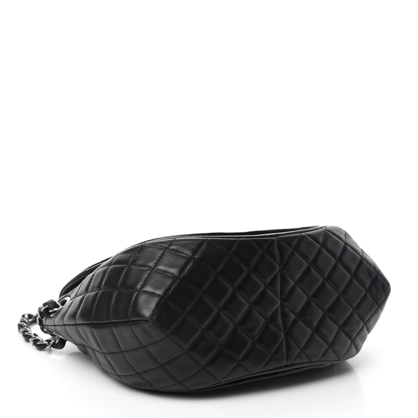 Lambskin Patent Classic Twist Crescent Flap Bag Black