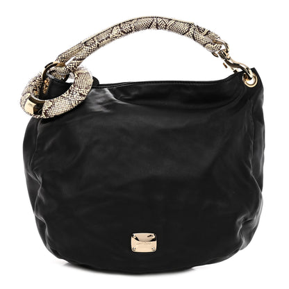 Jimmy Choo Nappa Snakeskin Trim Sky Hobo Black 1 of 9