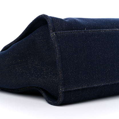 Chanel Lurex Canvas Medium Deauville Tote Navy Blue Gold 8 of 9