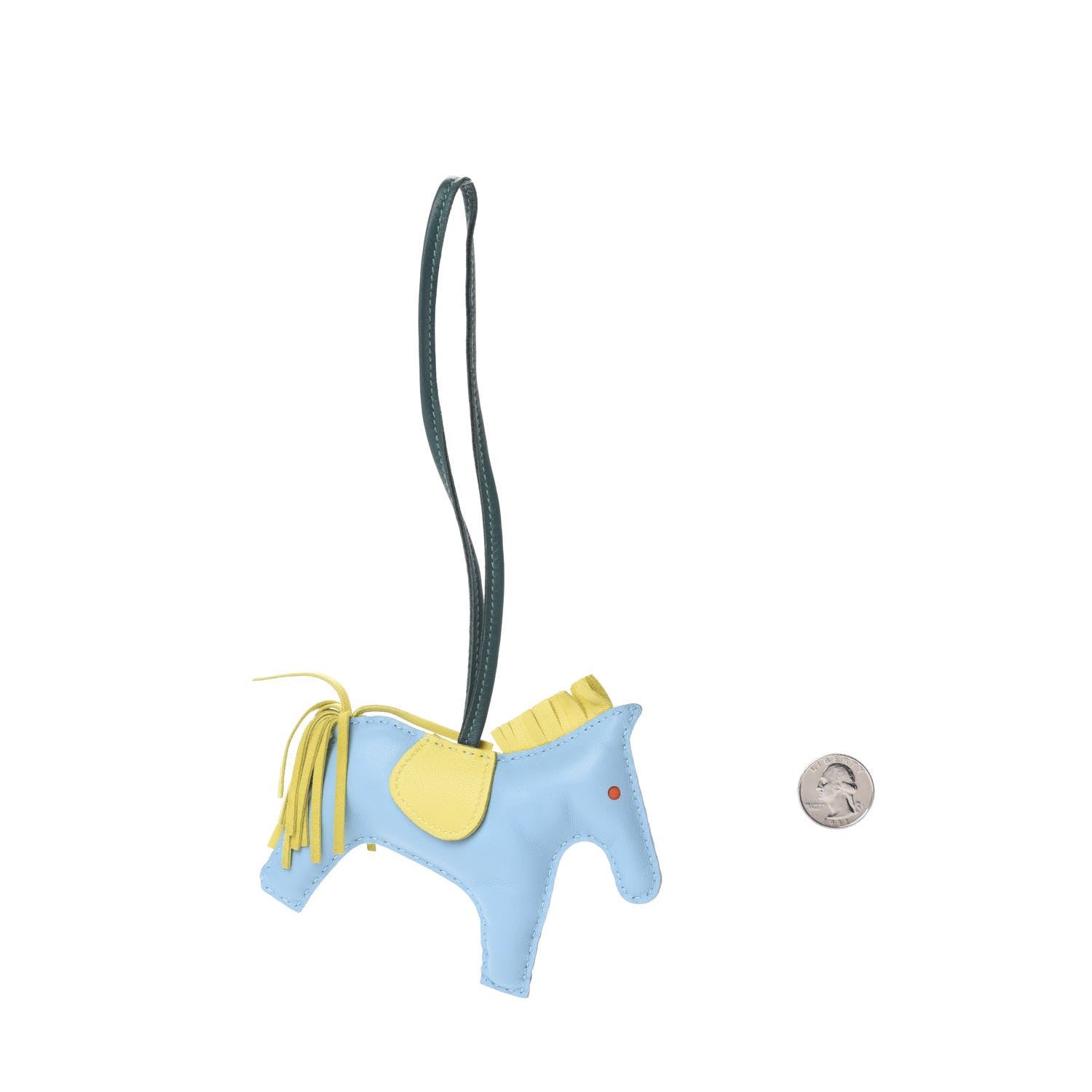 Hermes Milo Lambskin Grigri Rodeo Horse Bag Charm MM Bleu Celeste Lime Malachite 2 of 5