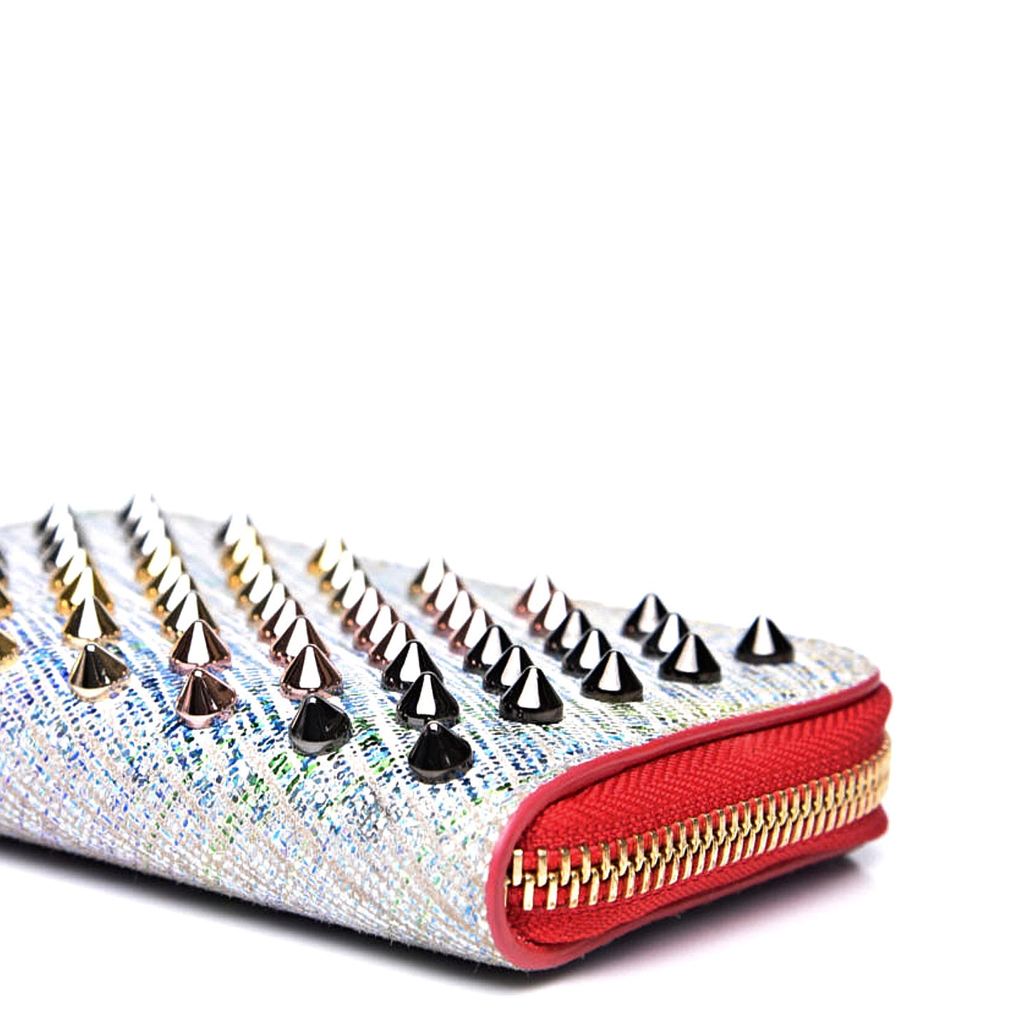 Metallic Suede Unicorn Spikes Panettone Coin Purse White