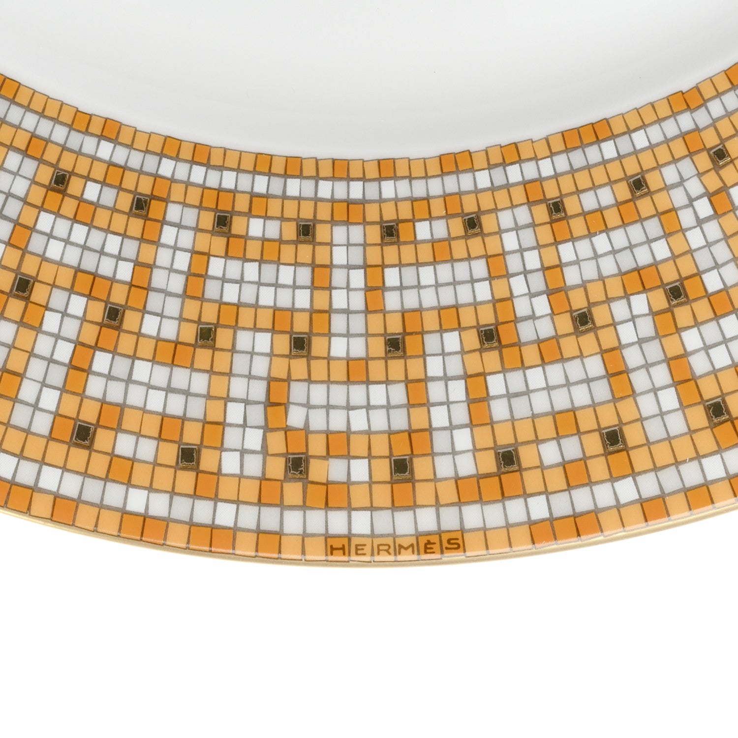 Hermes Porcelain Mosaique Au 24 Gold Dinner Plate Set of 2 4 of 7
