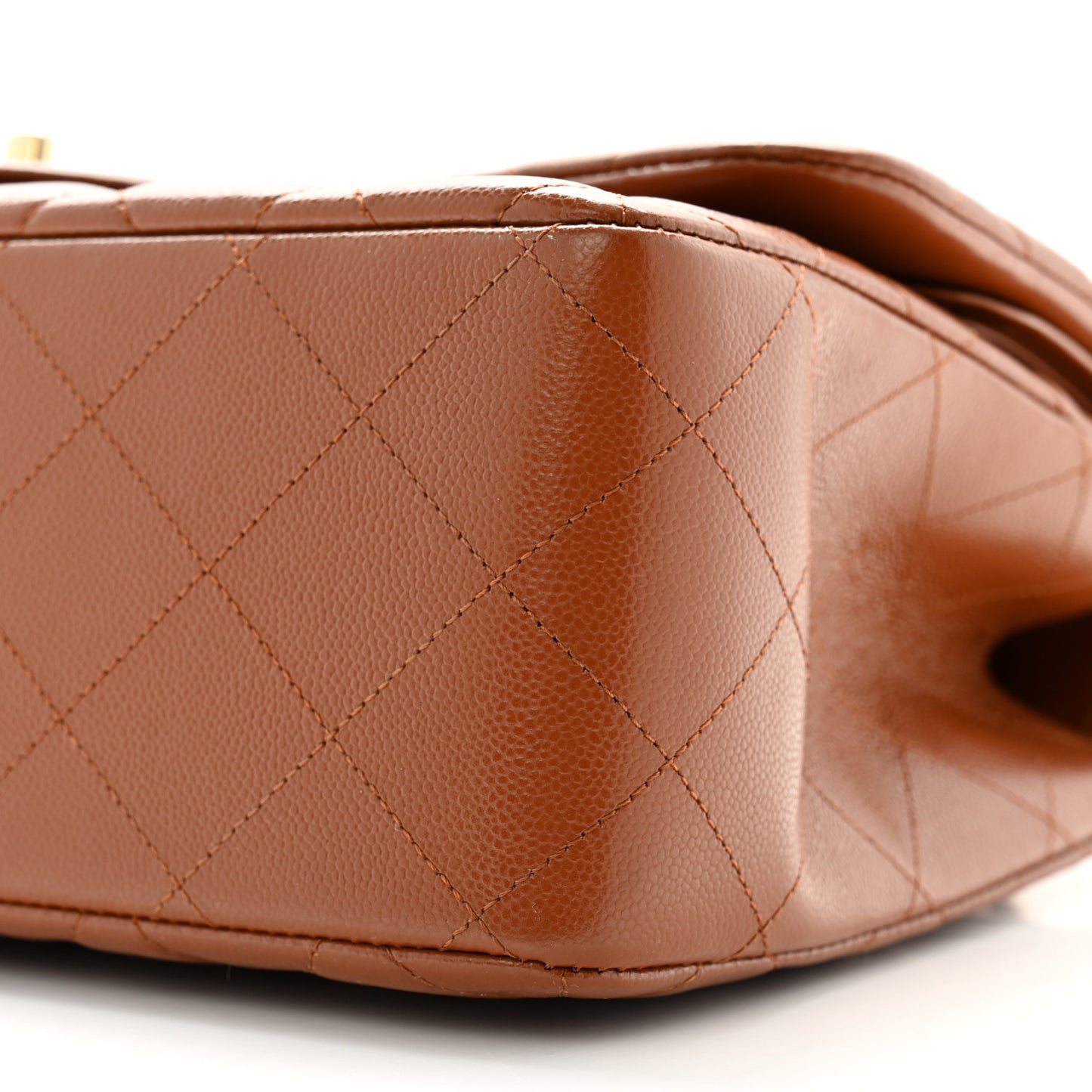 Caviar Quilted Jumbo Double Flap Light Brown