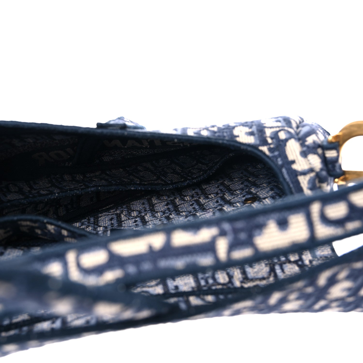 Christian Dior Oblique Embroidered Saddle Bag Blue 5 of 11