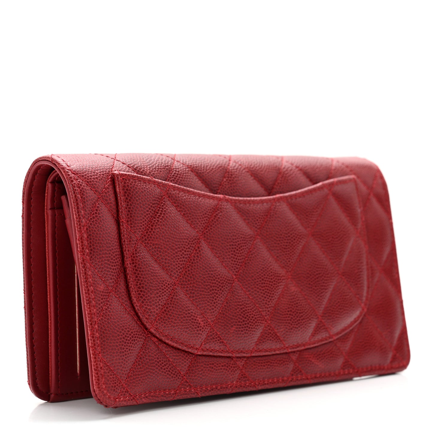 Caviar Quilted Yen Wallet Red