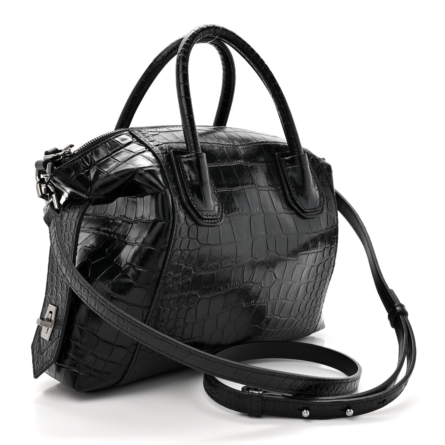 Givenchy Calfskin Crocodile Embossed Medium Soft Antigona Black 3 of 14
