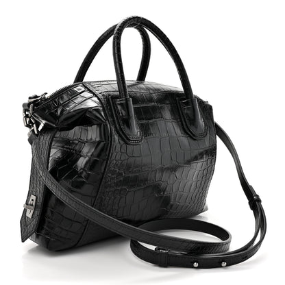 Givenchy Calfskin Crocodile Embossed Medium Soft Antigona Black 3 of 14