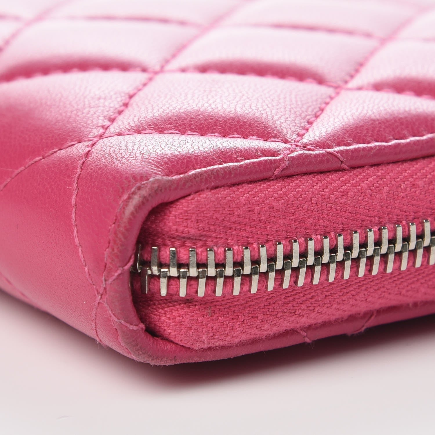 Chanel Lambskin Quilted Large Gusset Zip Around Wallet Pink 10 of 15