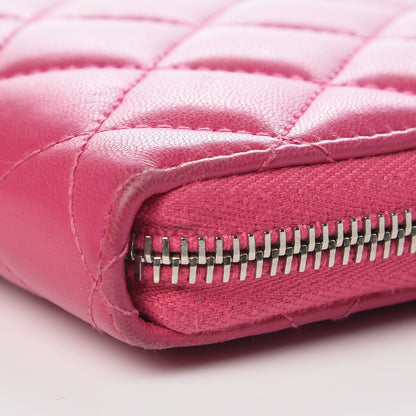 Chanel Lambskin Quilted Large Gusset Zip Around Wallet Pink 10 of 15