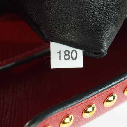 Prada Saffiano Sound Studded Hobo Rosso 7 of 9