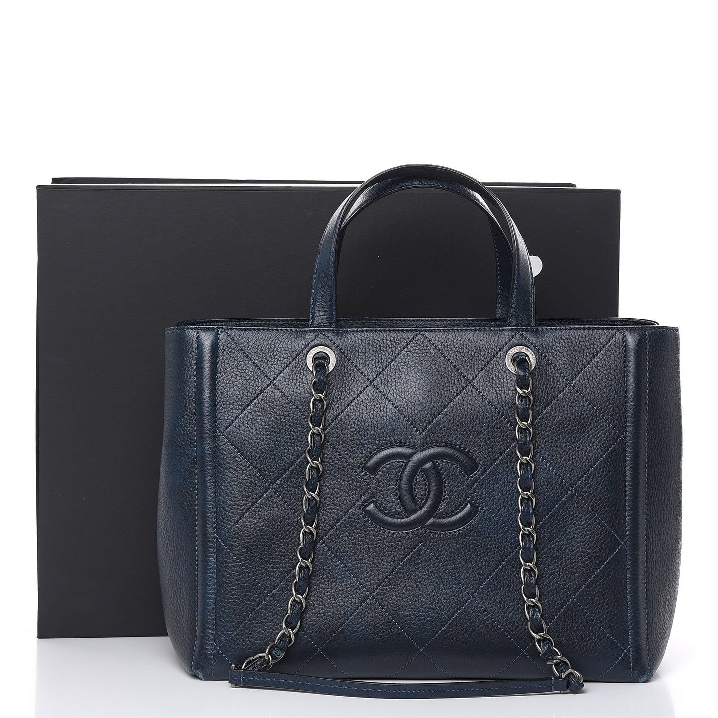 Deerskin Stitched Large CC Shopping Tote Navy