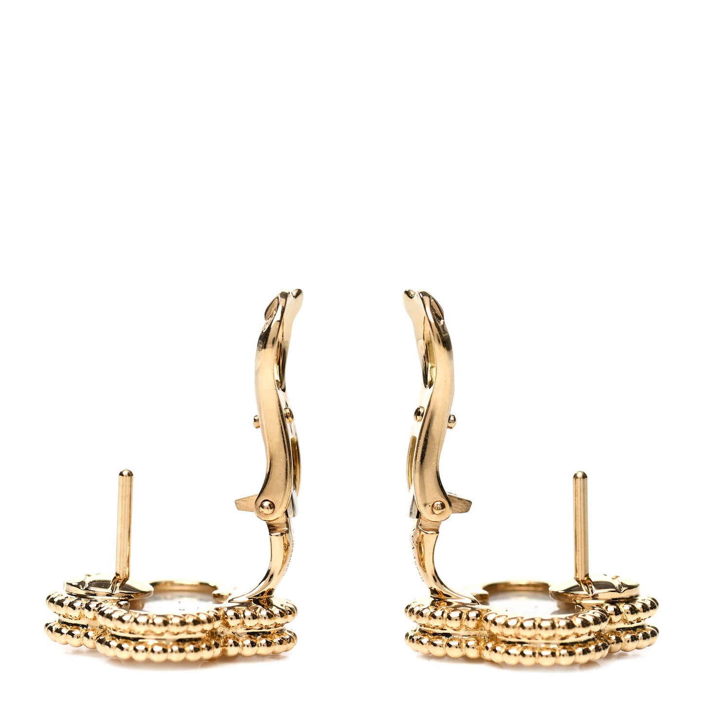 18K Yellow Gold Mother of Pearl Vintage Alhambra Earrings