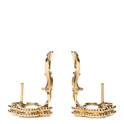 Van Cleef & Arpels 18K Yellow Gold Mother of Pearl Vintage Alhambra Earrings 3 of 5