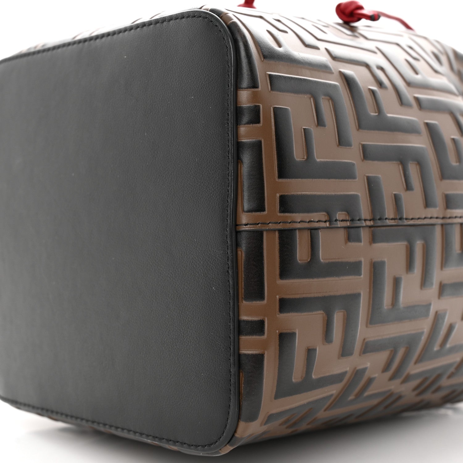 Fendi Vitello Grace F is Fendi Bi-Color FF 1974 Embossed Grande Mon Tresor Bucket Bag Maya Black Fragola 10 of 16
