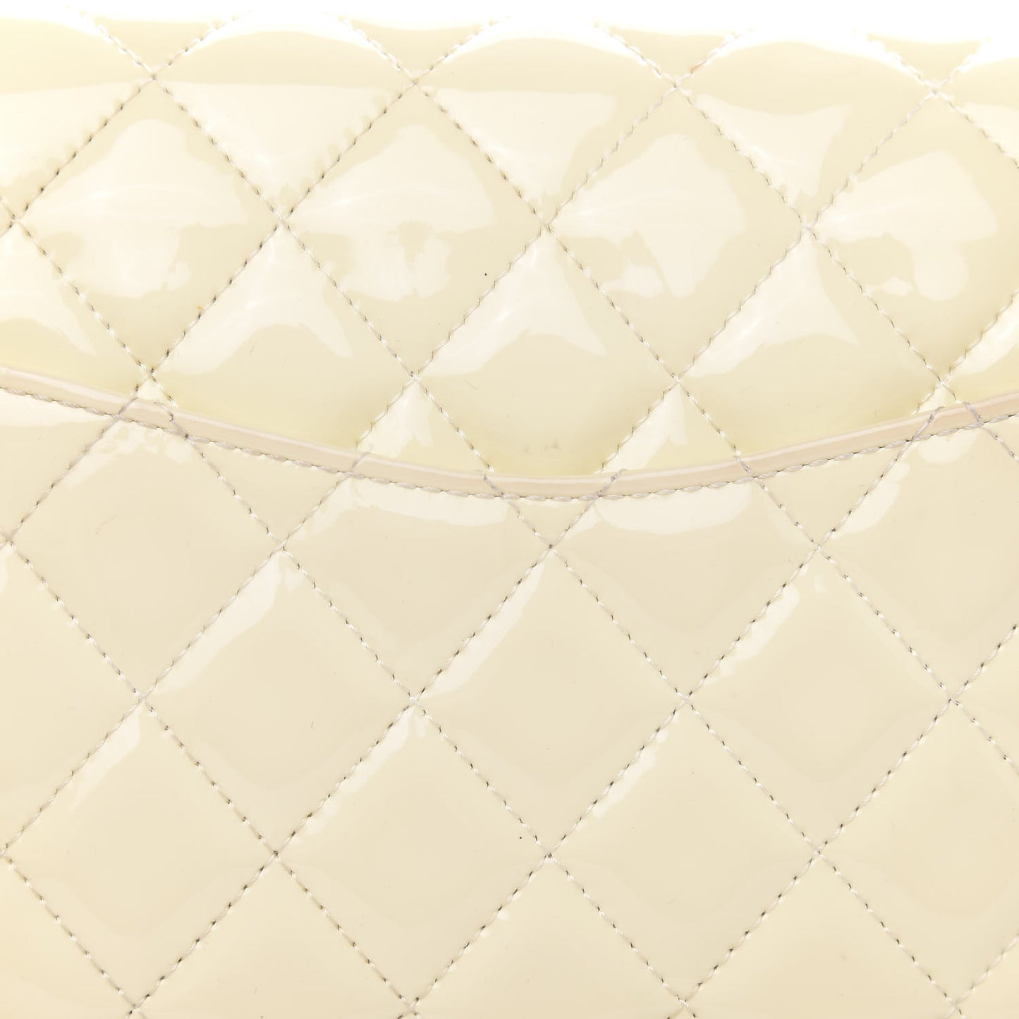 Patent Quilted Medium Double Flap Dark White