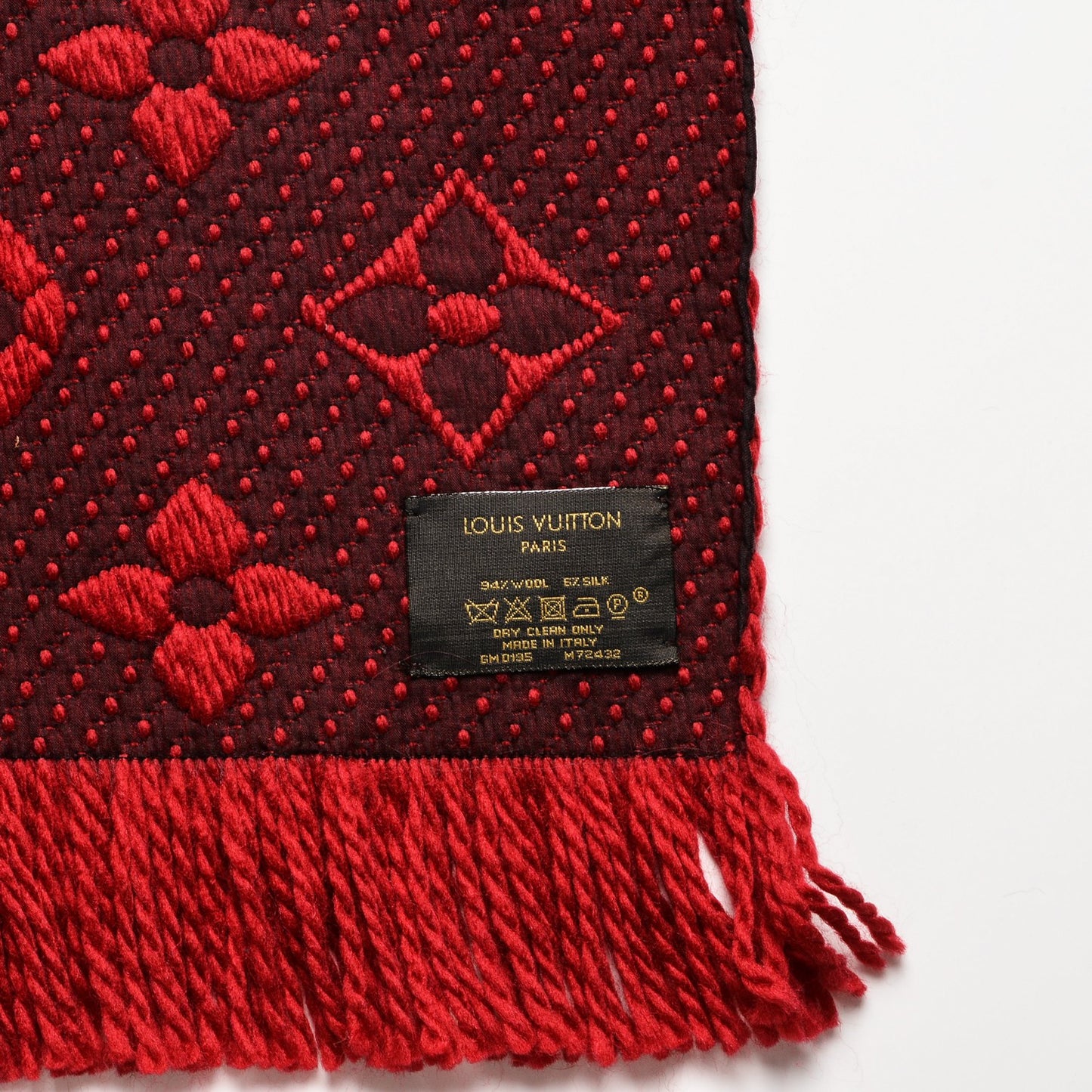 Wool Silk Logomania Scarf Rubis