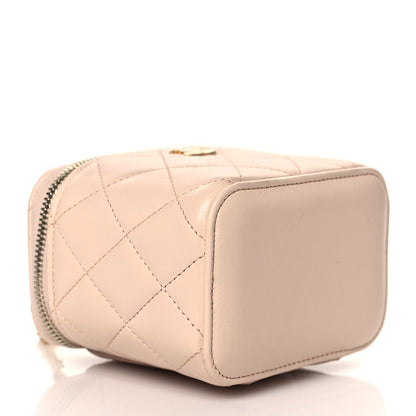 Chanel Lambskin Quilted Pearl Crush Mini Vanity Case With Chain Light Beige 4 of 11