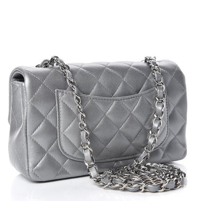 Chanel Metallic Lambskin Quilted Mini Rectangular Flap Silver 3 of 10