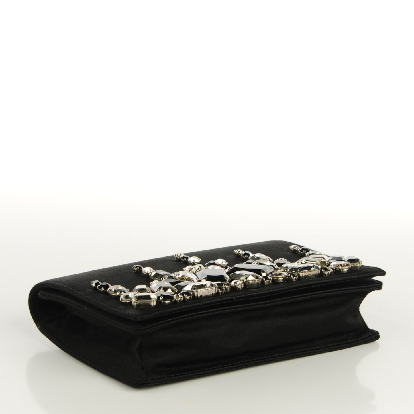 Satin Crystal Clutch Black