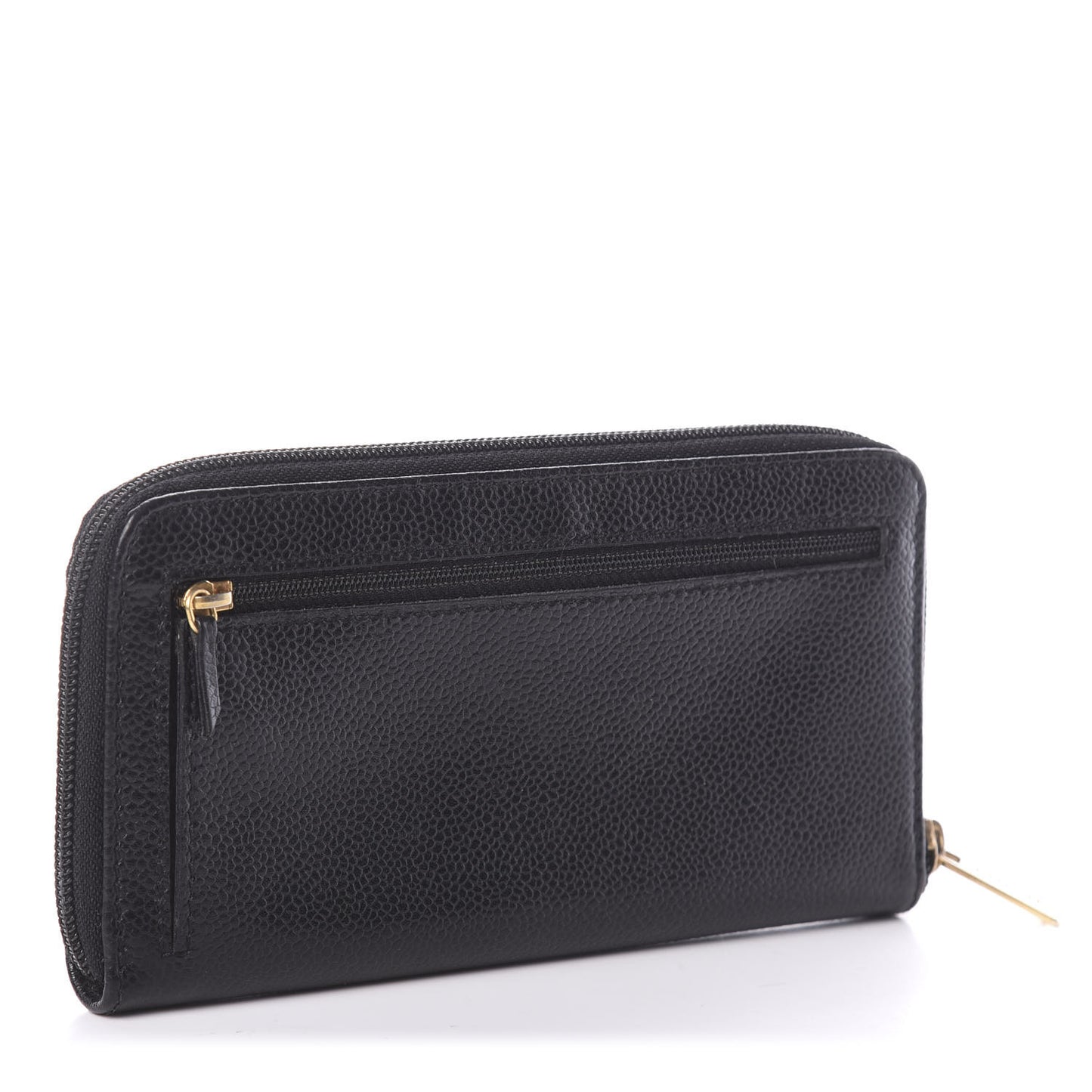 Caviar Large Timeless CC Zip Around Wallet Black