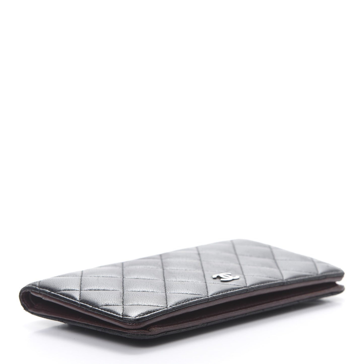 Lambskin Quilted Yen Wallet Black
