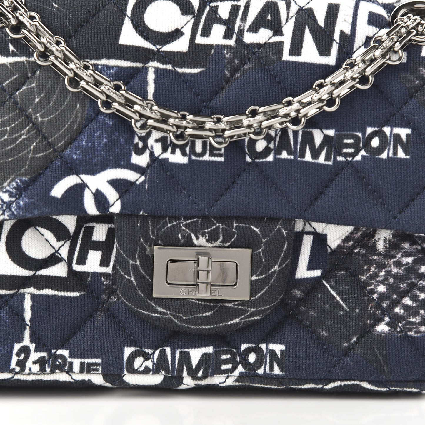 Jersey Quilted Graffiti Reissue Mini Flap Navy Blue
