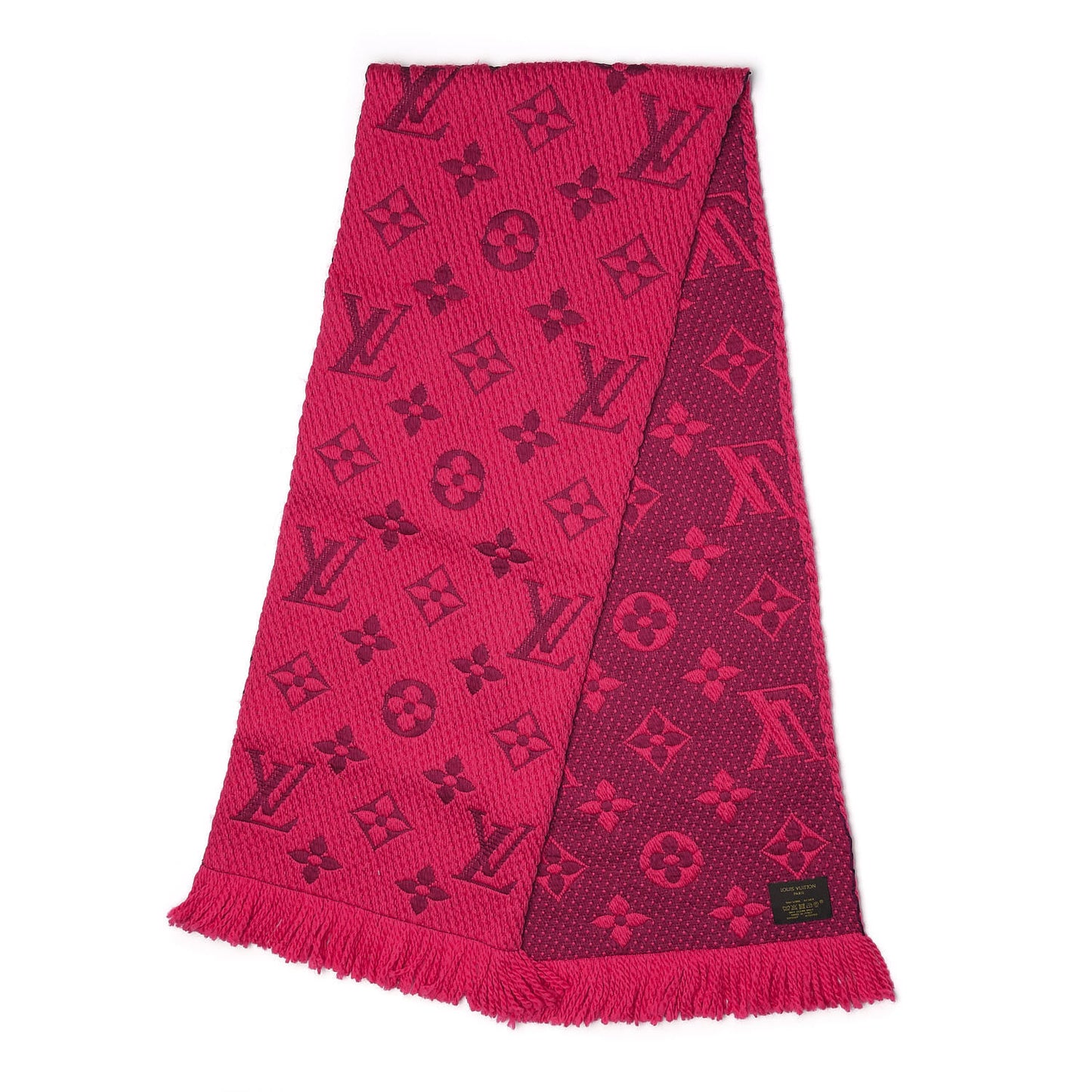 Wool Silk Logomania Shine Scarf Fuchsia