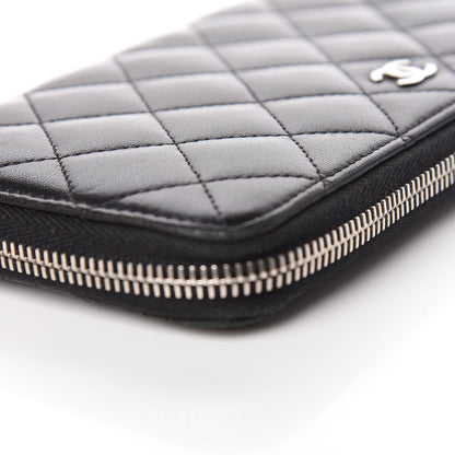 Chanel Lambskin Quilted Large Gusset Zip Around Wallet Black 14 of 17
