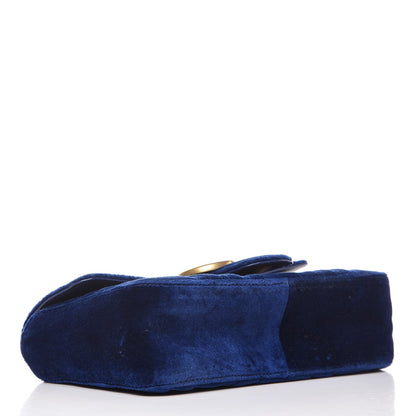 Gucci Velvet Matelasse Mini GG Marmont Shoulder Bag Cobalt Blue 4 of 8
