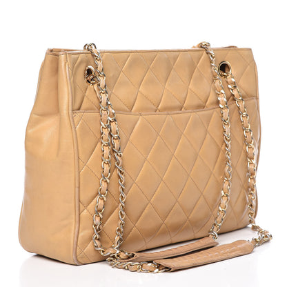 Chanel Lambskin Quilted Tote Beige 3 of 30