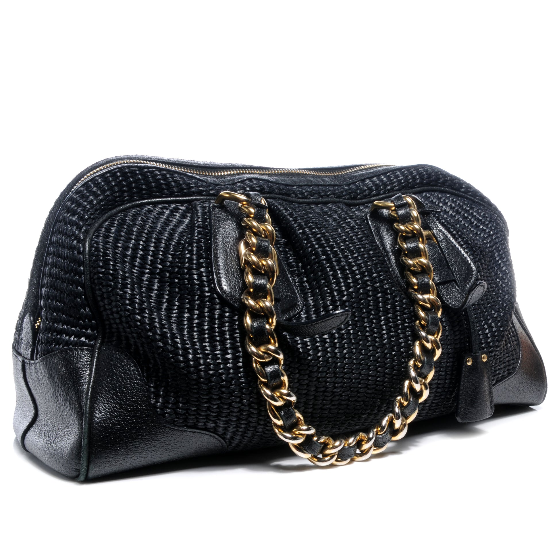 Prada Paglia Cinghiale Frame Tote Black 3 of 9