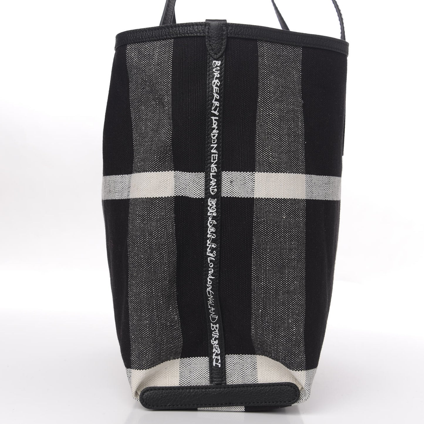 Coated Canvas Mega Check Medium Doodle Tote Black White