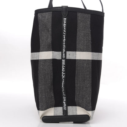 Burberry Coated Canvas Mega Check Medium Doodle Tote Black White 9 of 15