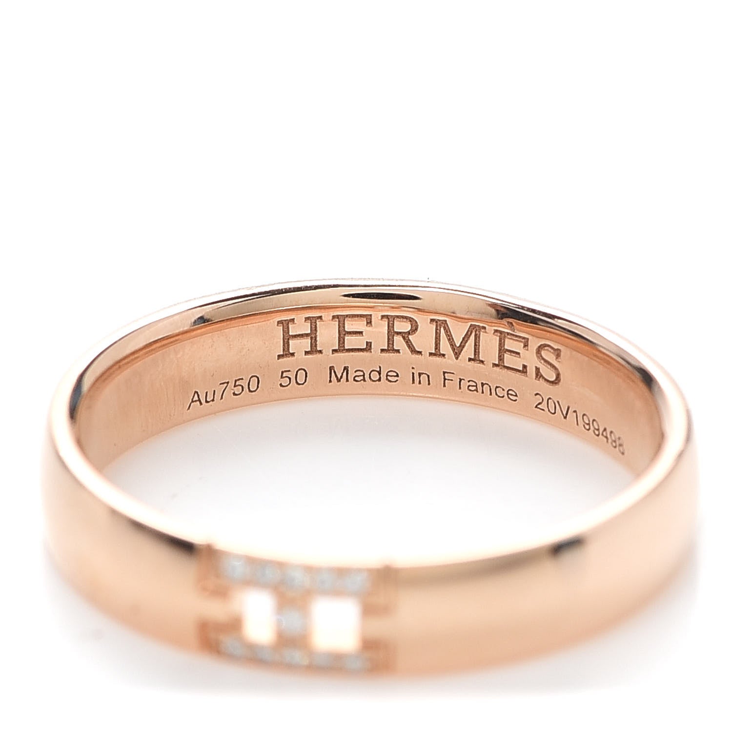 Hermes 18K Rose Gold Diamond Ever Herakles Wedding Band Ring 50 5.25 5 of 6