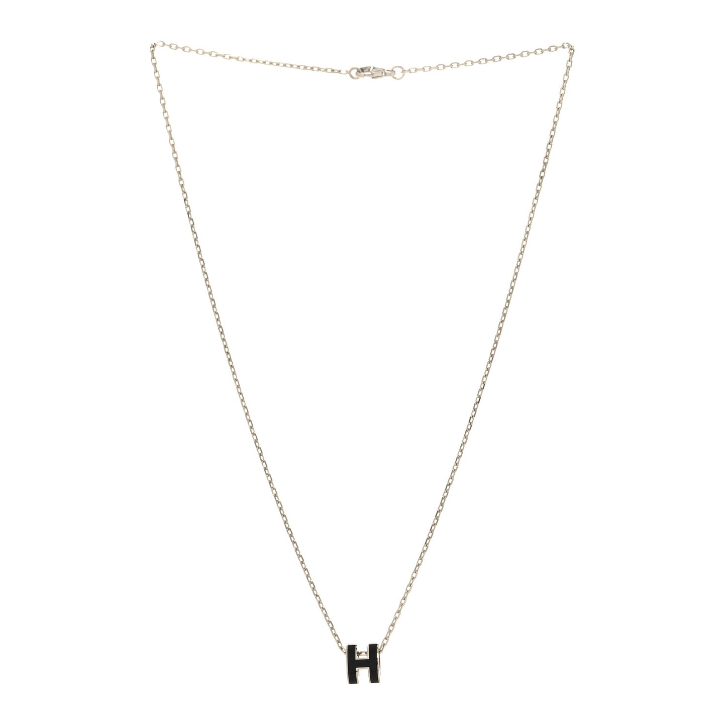 Lacquered Palladium Mini Pop H Pendant Necklace Black